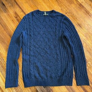 Eddie Bauer Navy Blue Cable Knit Sweater